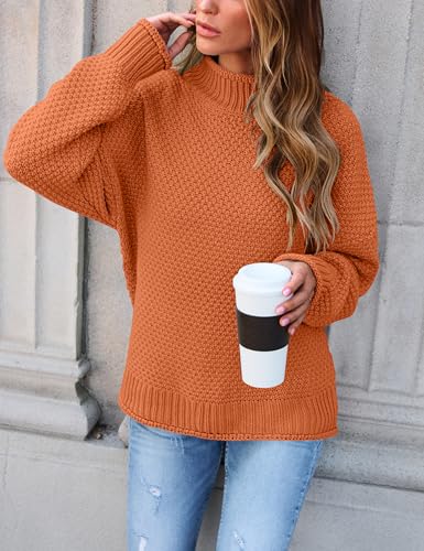 ZESICA Women's Turtleneck Batwing Sleeve Loose Oversized Chunky Knitted Pullover Sweater Jumper Tops2