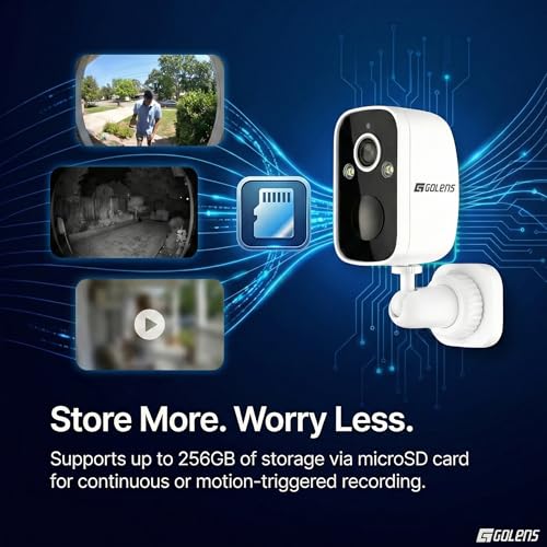 Image of Golens WC08K 4G SIM Security Camera Outdoor, 2K 3MP Wireless No WiFi, 5000mAh Battery Powered, Color Night Vision, AI Motion Detection, Siren Alarm, Two-Way Audio, Waterproof CCTV Camera