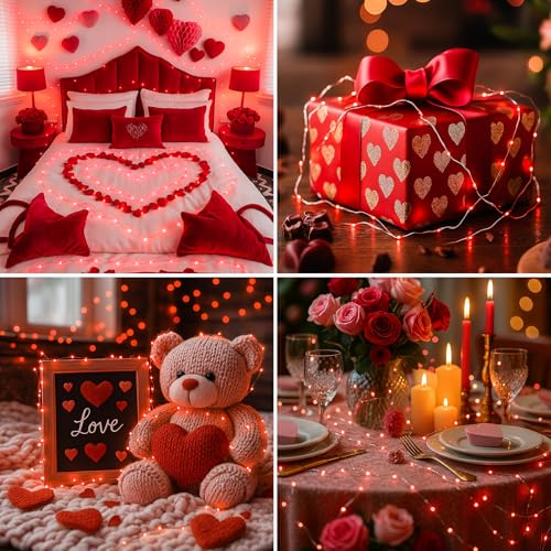 Image of 20 Pack Fairy Lights Battery Operated - 7ft 20 Led Twinkle Lights 3 Modes, Bulk Mini String Lights Waterproof for Mason Jars Vases DIY Party Wedding Decoration Christmas - Red