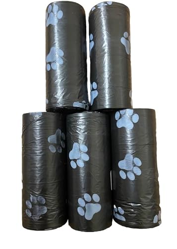 UKDGTMR Paw Print Pet Garbage Bags, Leak Proof Dog Waste Bags, Dog poop bags, 5 Rolls