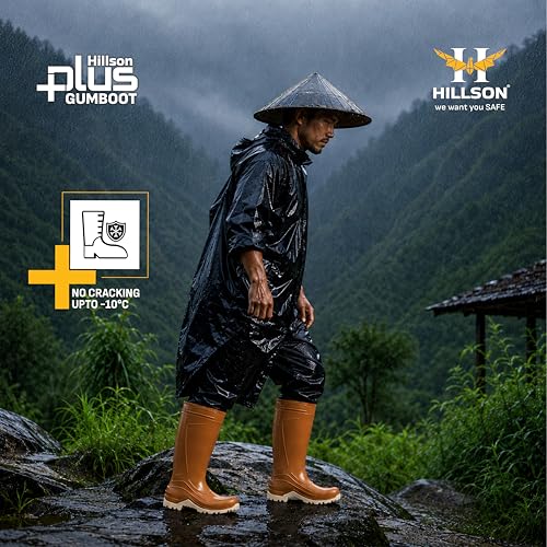 Image of Hillson Plus HP03 Gumboot | 100% Waterproof, Dual Density Sole, Anti-Skid Rainboot | Ideal For Monsoons, Fisheries, Farming, Paddy Fields, Food Industry | Size 07 UK /INDIA