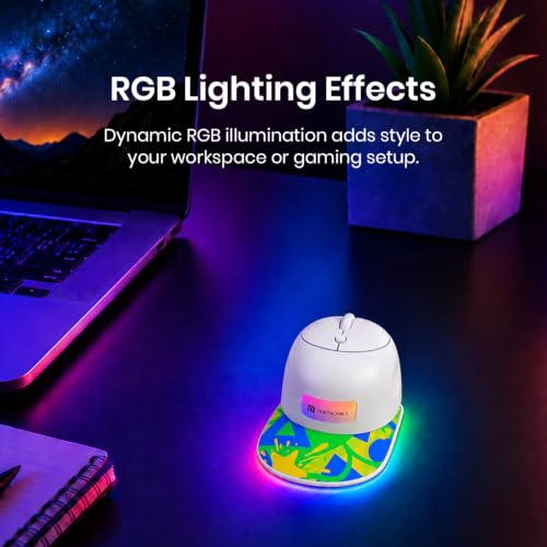 Image of Portronics Toad Cap Wireless Mouse with Bluetooth 5.0 + 2.4GHz Dual Connectivity, Adjustable DPI Upto 2400, Dynamic RGB Lighting, Type-C Rechargeable, 100g (Green)