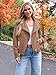 AUTOMET Women‘s Faux Suede Leather Jacket, Cropped Open Front Coat for Fall Winter Spring, Cardigan Style Camel L