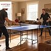 SPORTNOW Table de Tennis de Table, Table de ping-Pong Pliable, compacte, avec 4 roulettes, pour intérieur, 274 x 152,5 x 75,5 cm, Bleu