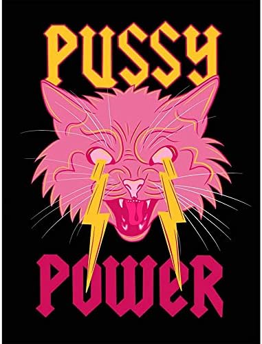 Pink Aesthetic Poster Preppy Room Decor, Cat Canvas Wall Art, Female Power Art Painting, Lightning Art Print for Teen Girls Bedroom College Dorm Room Decor, Girls Trend Wall Decor--12” x 16” Unframed