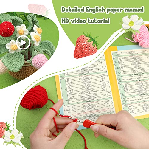 Image of kgxulr Crochet Kit, Strawberry Beginner Crochet Kit for Adult, Knitting Kit