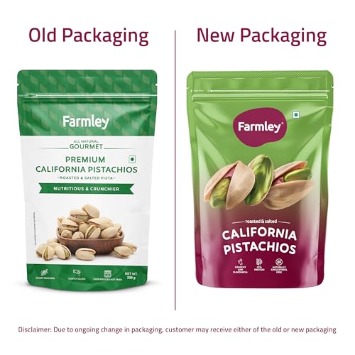 Image of Farmley Premium California Roasted Salted Pistachios | 200 g | Pista, Dry Fruits, Pistachios, Nutritious & Crunchier Pista Nuts, Tasty & Healthy Snacks (Pack of 2)