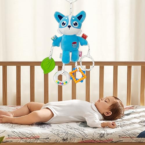 Brinquedo arco para carrinho de bebê, Brinquedo de dentição de chocalho de pelúcia animal macio, Bri