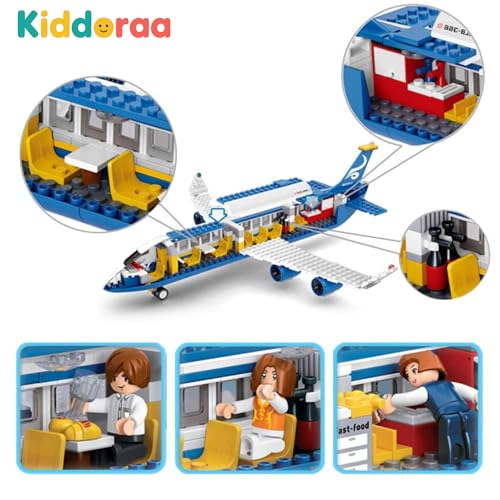 Image of Passenger Airplane Building Set - Complete Airport Playset with Shuttle Bus, Luggage Truck, Boarding Stairs & 7 Minifigures | STEM Toy Kit | 12 Months Manufacturing Warranty | 463+ Pieces
