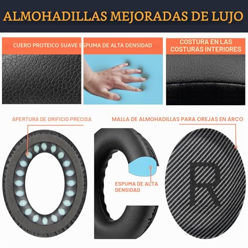 Miniatura 4 de Solowit Almohadillas Para Bose Quietcomfort 35 Qc35 Quiet Comfort 35ii Qc35 Ii Auriculares, Espuma De Alta Densidad Y Cuero Proteico