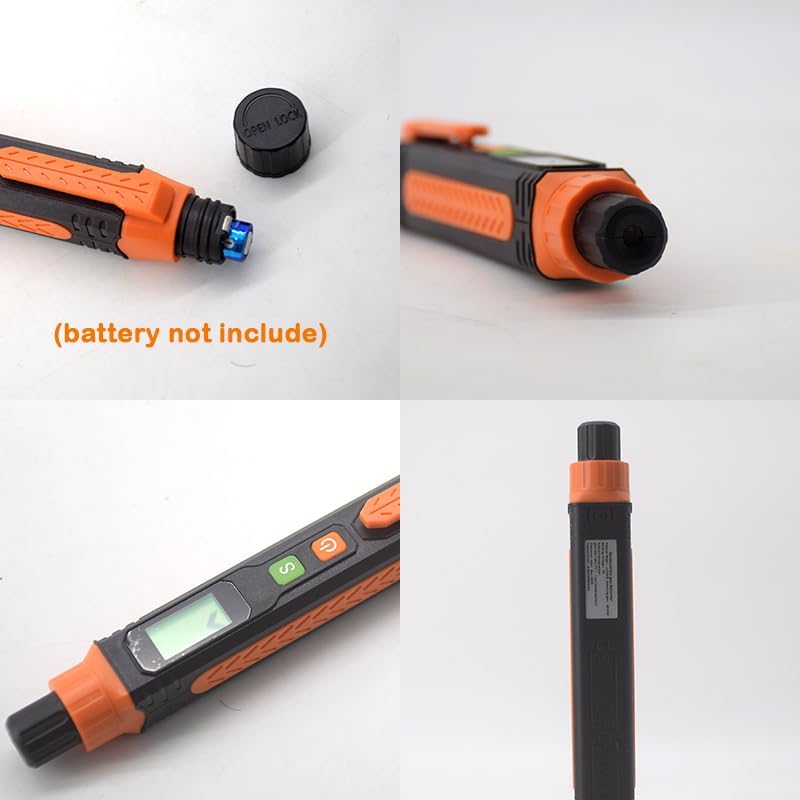 Close-up view of the gas leak detector's battery compartment, showing where batteries are inserted.