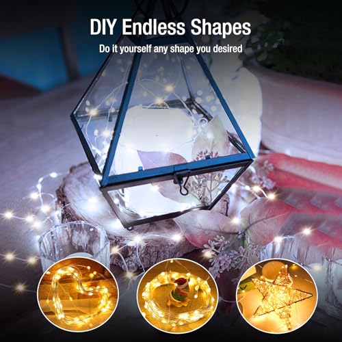 Image of 20 Pack Fairy Lights Battery Operated - 7ft 20 Led Twinkle Lights 3 Modes, Bulk Mini String Lights Waterproof for Mason Jars Vases DIY Party Wedding Decoration Christmas - Warm and Cold White