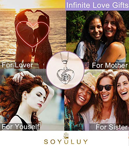 Soyuluy Platinum Plated S925 Sterling Sliver Charms Delicate Neckless Cz Diamond Heart Pendant Dainty Unique Necklace For Women Girls Birthstone Present For Valentine's Day Anniversary… #TOP2