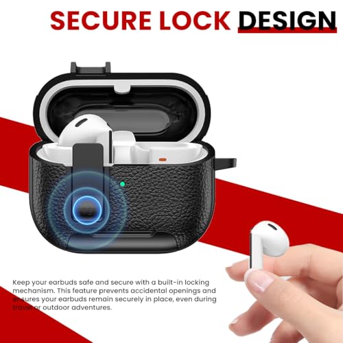 Image of ZORBES Compatible with Galaxy Buds 3 /3 Pro, Earbud Case Cover with Lock, Fashion Textured Anti-Scratch Rubber Case Cover Shockproof Earbud Protective Case, Flip-up Charging Port Lid