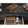Steak-Knives-Set-of-8-with-Drawer-Organizer-45-Inch-Non-Serrated-Dinner-Knife-Forged-German-Steel-Damascus-Pattern-Straight-Edge-Meat-Knife-with-Full-Tang-Handle-Dishwasher-Safe-Black Piklohas Steak Knives Set of 8 with Drawer Organizer Built-in Sharpener, 4.6 Inch Non Serrated Dinner Knife, Forged German Steel Damascus Pattern Straight Edge Meat Knife with Full Tang Handle, Black