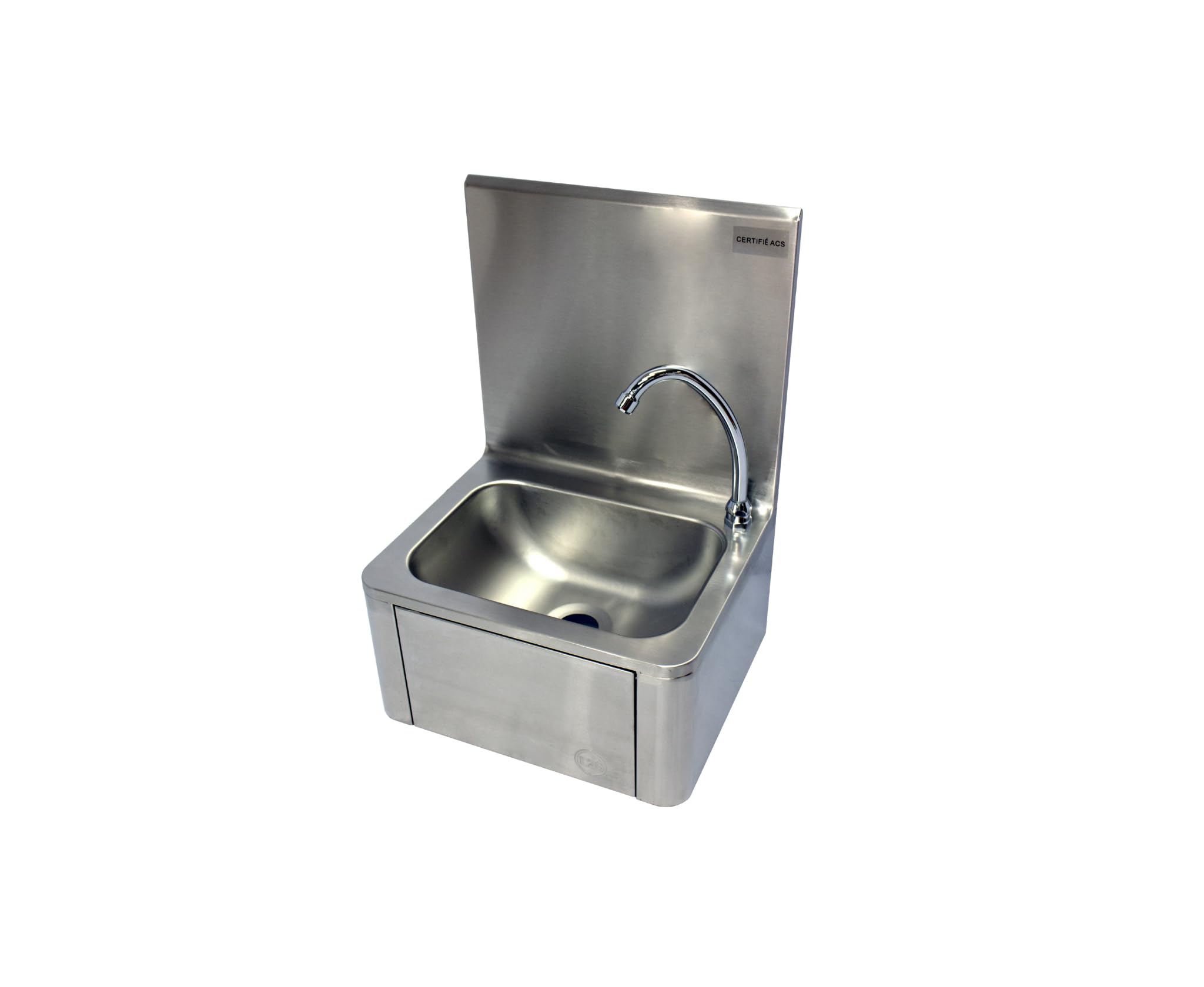 L2G - Lavamani da parete a ginocchio - Lavello piccolo in acciaio inox con miscelatore per acqua calda e fredda - Da parete - 40 x 34 x 56 cm