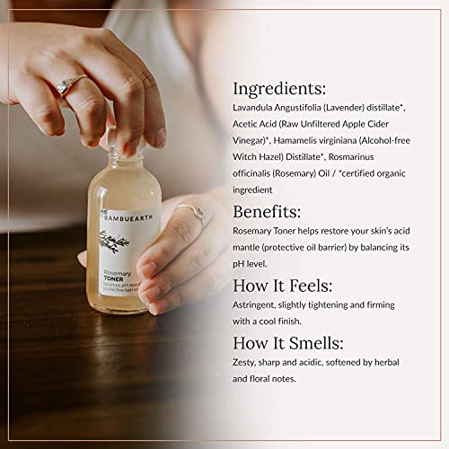 Bambuearth Rosemary Toner With Witch Hazel - Alcohol-Free Toner With Organic Ingredients For Balancing Ph Level - Facial Toner For Women That Helps Tone The Skin #TOP2