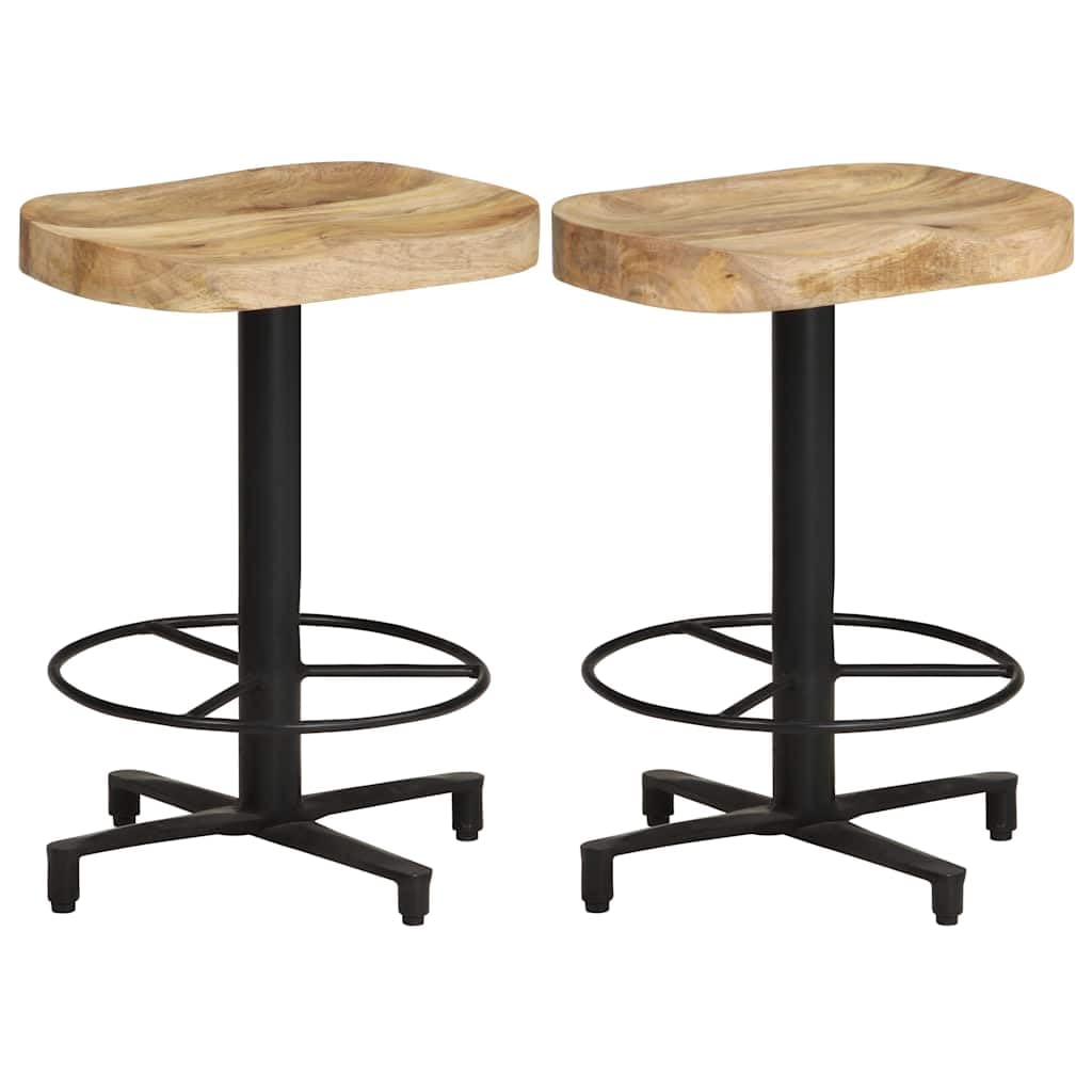 Taburetes de bar 2 St 52 cm Madera de mango macizo con base de hierro