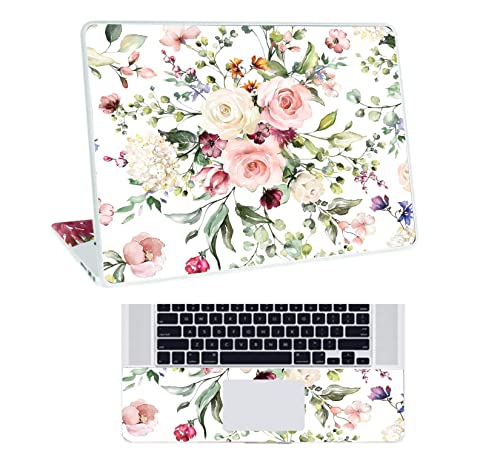 Inkykart Floral D2 Top+Wrist Pad Vinyl Laptop Skin/Sticker/Cover for 15 to 15.6 Inches Laptops Laminated-Removable-HD Quality Compatible for Hp-Dell-Sony-Lenovo-Asus etc.(15x10 Inches)