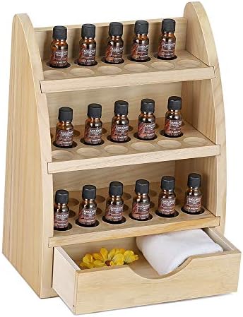 LIANTRAL Essential Oils Storage Rack, Essential Oil Rack, Wooden Nail Polish Display Holder Organizer- 45 Slots for 10/15/20/30ml Bottles (Natural ...