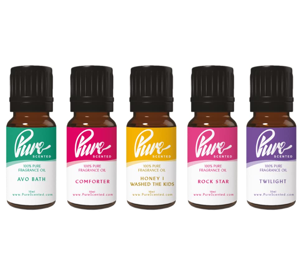 Luscious Fragrance Oil Pack Five 10ml Bottles 100% Pure Uncut, Suitable for Making Candles and Soaps