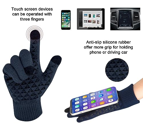 Image of Loritta Winter Hats for Men, 3 PCS Fleece Beanie Scarf Gloves Set