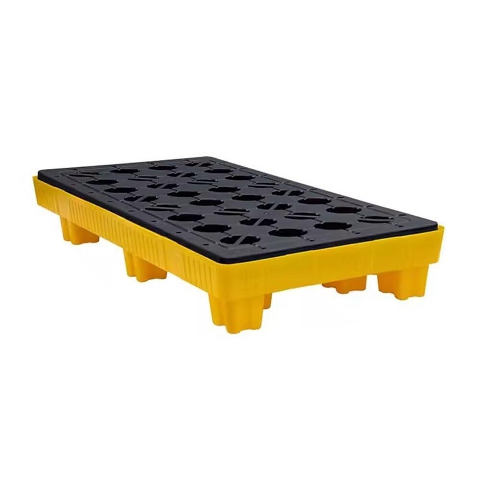 Pallet di Contenimento, Vasca Modulare per Fusti con Griglia e Sump Secondario, Piattaforma Industriale Anti-Perdite per Controllo Fuoriuscita Carburante Olio(120 * 60 * 18cm)