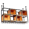 FBBSZSD Casiers à vin Organisateur Rack Plafond Casier à vin Casier à vin Suspendu Casiers à Verres à vin Porte-Verres à Pied Hauteur réglable Décoration Étagère pour Bars Restaurants Cuis
