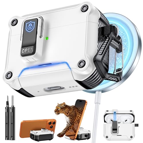 Image of Inesore for AirPods AirPods Pro 1st /2nd Case with Secure Lock (White) | Phone Stand Design,Compatible with MagSafe,Automatic Snap Switch Secure Cover with Cleaner Kit & Keychain