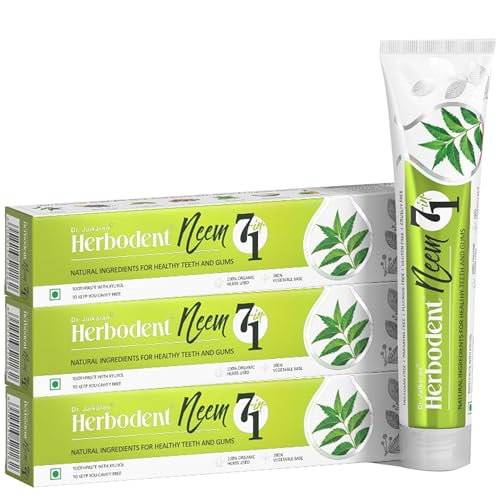 Image of NEEM 7 in 1 Toothpaste - 100g Pack of 3 | Organic Herbs-Neem, Black Seed & Xylitol for Anti Cavity-Cardamom & Mint for Taste & Freshness-Baking Soda for Excellent Cleaning