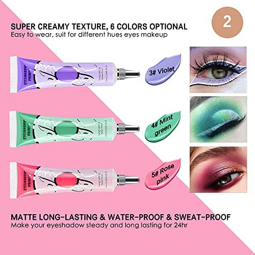 Lokfar 3 Pack Matte Eyeshadow Primer For Oily Lids No Crease Violet Green Pink Color Eye Makeup Eye Primer Base Waterproof & Smudge-Proof & Long Lasting Cream Liquid Eye-Shadow For All Shadows (Set D) #TOP4