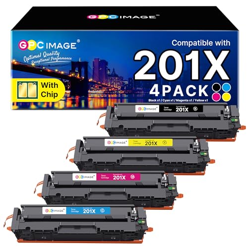GPC Image 201X Toner Cartridges Compatible for HP 201X Toner Cartridge Multipack for HP Color LaserJet Pro MFP M277dw M252dw M274n M277c6 M252n M277n CF400X CF401X CF402X CF403X (BK/C/M/Y 4-Pack)