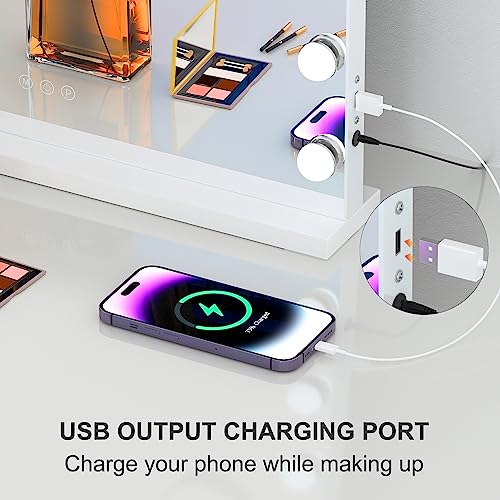 Linkthai Vanity Mirror With Lights, Hollywood Makeup Mirror With 15 Dimmable Led Bulbs, Large Lighted Mirror With 10X Magnification 3 Modes Light Touch Sensor And Usb Port, Tabletop Or Wall-Mounted #TOP4