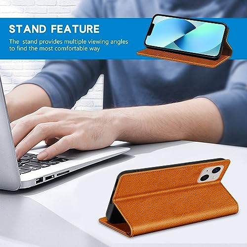 Image of ZZXX for iPhone 13 Wallet Case Strong Magnetic 6.1 inch,Brown