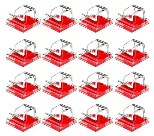 16 Clips adhesivos para cable de plástico transparente, portadores de cable autoadhesivos para pared, debajo del escritorio, automóvil, cámara de tablero, ethernet, 16 piezas miniatura 1