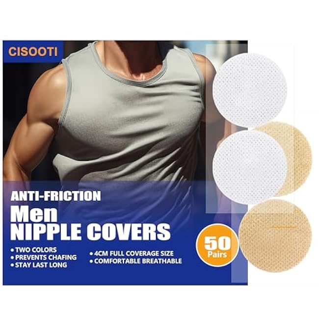 100 Pairs(200 Pieces) Men's Nipple Cover, Hide Nipple Tape, Anti-Chafing Nipple Covers for Sport and Daily Wear