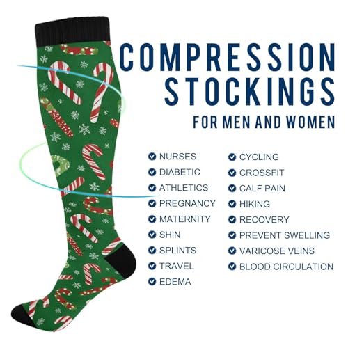 Image of SHJI Compression Socks for Women Sock Men Knee High Stockings for Running Athletic Hiking Cycling