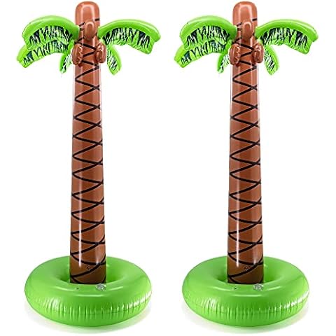 Srenta Super Sturdy Inflatable Palm Tree | 66’’ Giant Artificial Tree, Luau Party Decorations, Outdoor Decor, Beach Accessories, Hawaiian Decorations, Tropical Theme Birthday & Outdoor Toys | 2 Pack Cover