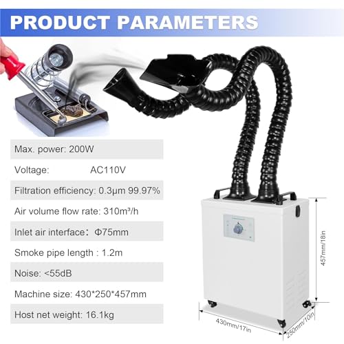 HNZXIB Dual Hose Fume Extractor