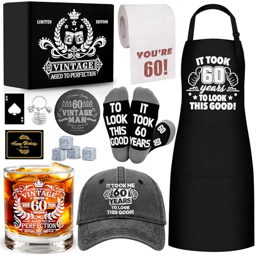 60th Birthday Gifts for Men Whiskey Glass...