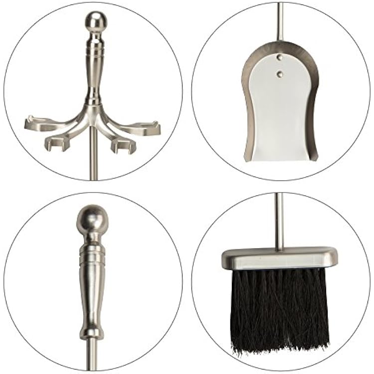 UniFlame 5-Piece Satin Pewter Fireplace Tools Set with Pedestal Place (F-7547)