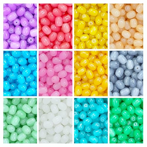 Image of 215 Pcs Cylinder Glass Beads for Jewellery Making Kit - Glass Beads for Bracelet Making Kit - Bead Craft - 8 * 11 mm