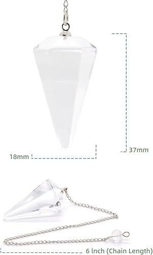 Miniatura 2 de Péndulo de punta de cristal de cuarzo transparente para sanación, radiestesia, equilibrio de energía, chakra, adivinación para meditación 37mm