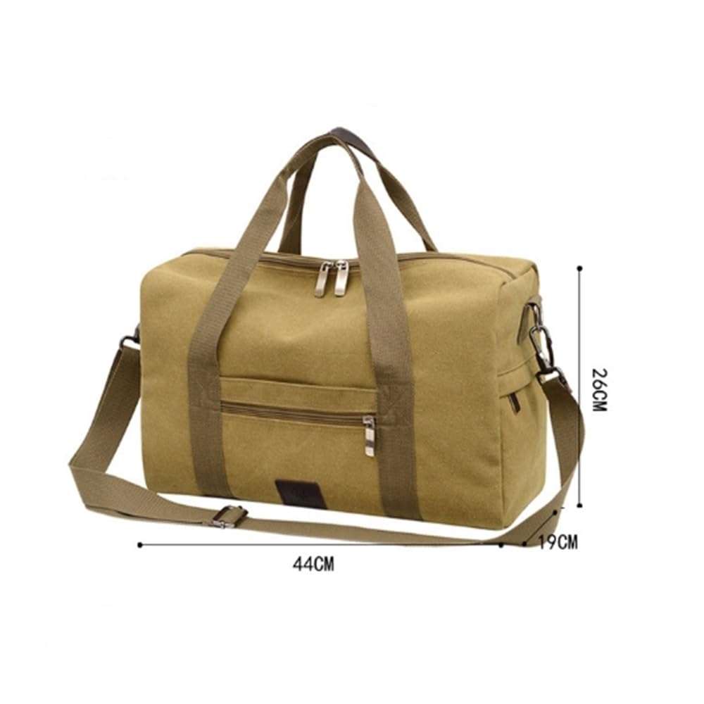 Reisetasche Sporttasche Herren Retro Einfache Handtasche Schultergepäck Reise Canvas Tasche für Männer Frauen(Khaki,44x19x26cm)