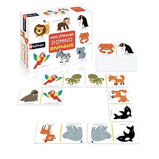 Nathan - Mon Premier Domino Animaux - Développe la Mémoire et l'Apprentissage des Animaux - Jeu Educatif - Se Joue Seul ou en Famille - Pour Enfants à partir de 2 ans