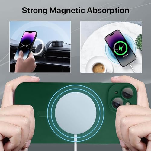 Image of Vaku Luxos Soft Silicon Mag-Safe Back Cover for iPhone 15 Plus Full Lens Protection Silicon Case Scratch Resistant Slim Thin Military-Grade Protection - Green