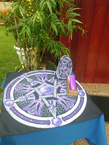 TOALHA ESOTERICA MANDALA ESTRELA 5 PONTAS WICCA UMBANDA 01 VELA 7 DIAS E CX MDF