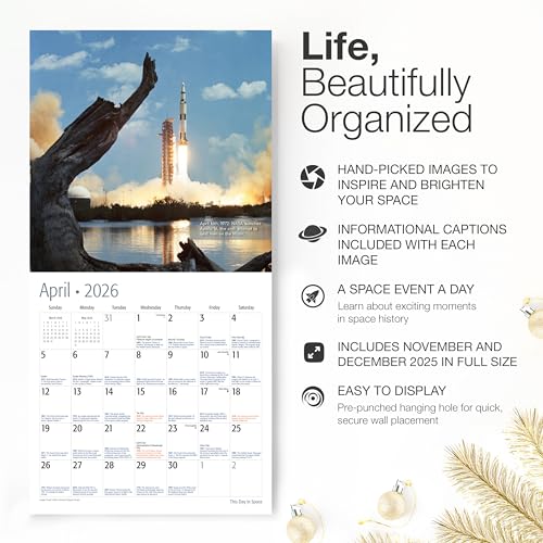 Image of RED EMBER This Day in Space 2026 Wall Calendar 12 Month | 12 inch x 24 inch Open | Thick & Sturdy Paper | Holiday Gift | Space Calendar 2026