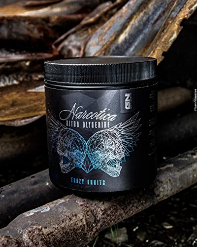 Foto von Limited Edition Narcotica Nitro Glycerine Pre-Workout Pump Booster Trainingsbooster Bodybuilding 300g inkl. Schlüsselband (Crazy Fruit - verrückte Früchte)
