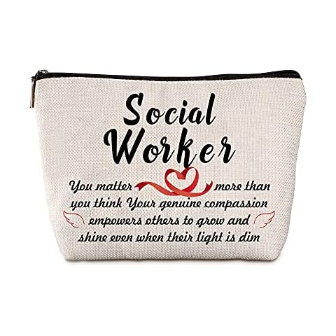 Java Wood Social Worker Gifts for Women Travel Zipper Makeup Bag Appreciation Gifts Bluk Portable Storage Bag Pencil Pouch Volunteer Graduation Birthday Christmas Gifts Cover